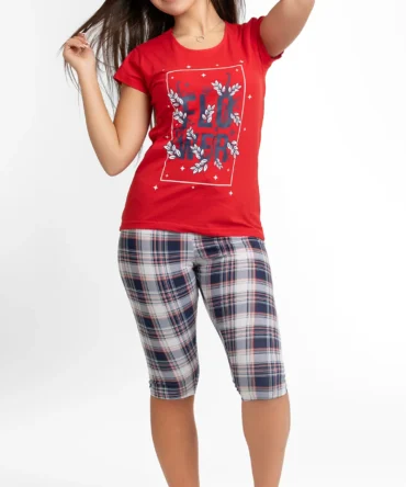 Women's Pajama Set (short sleeves +Pentacor) 724 بيجاما صيفي حريمي