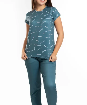 Women's Pajama Set ( Short sleeves +PANTS) 735 بيجاما صيفي حريمي