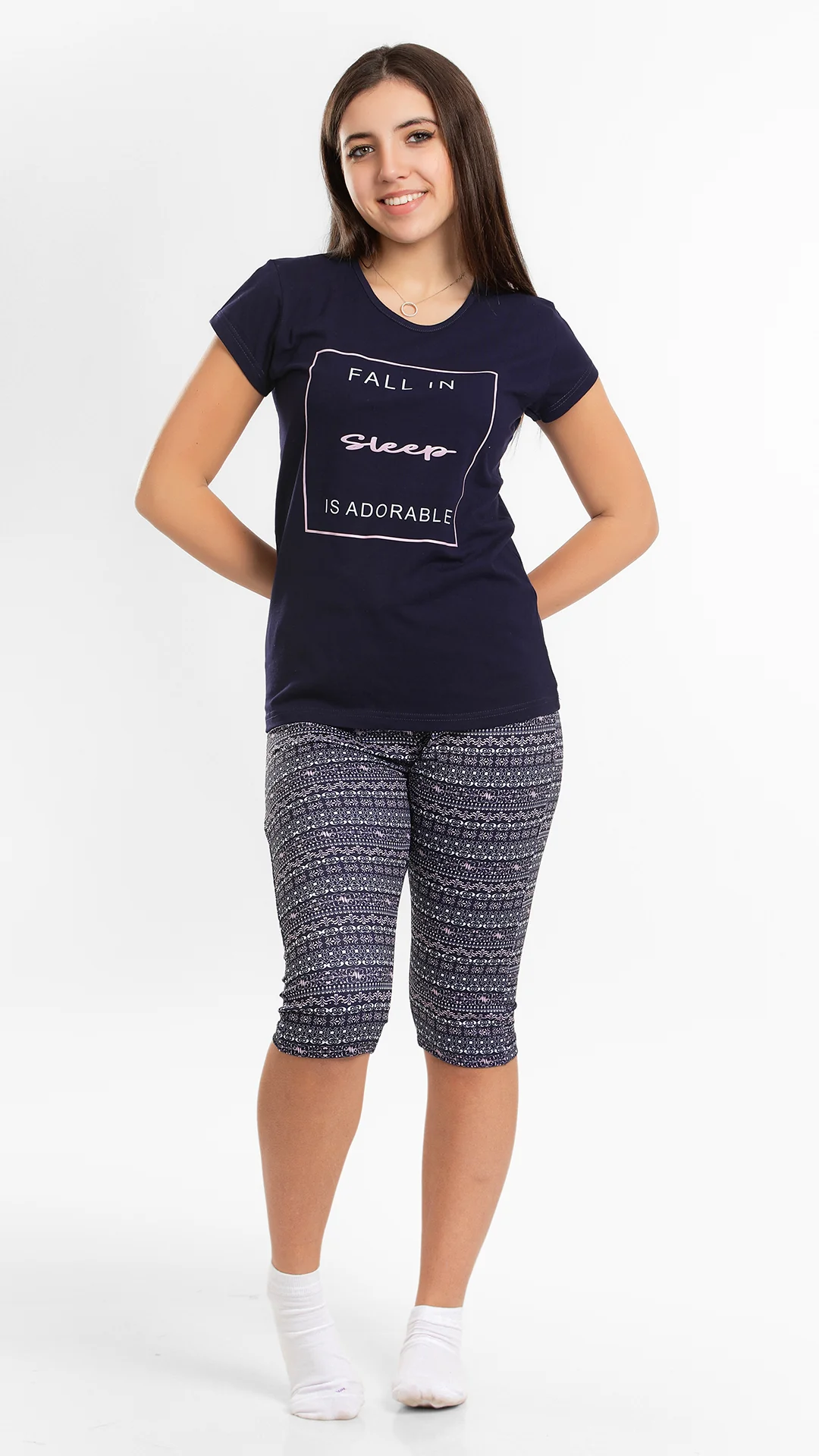 Women's Pajama Set (Half sleeves +Pentacor ) 739 بيجاما صيفي حريمي