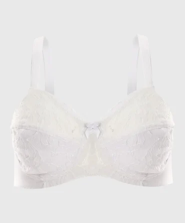 Two Halves Cup Minimizer White Lace & Synthetic Bra ميني مايزر دانتيل نورمال