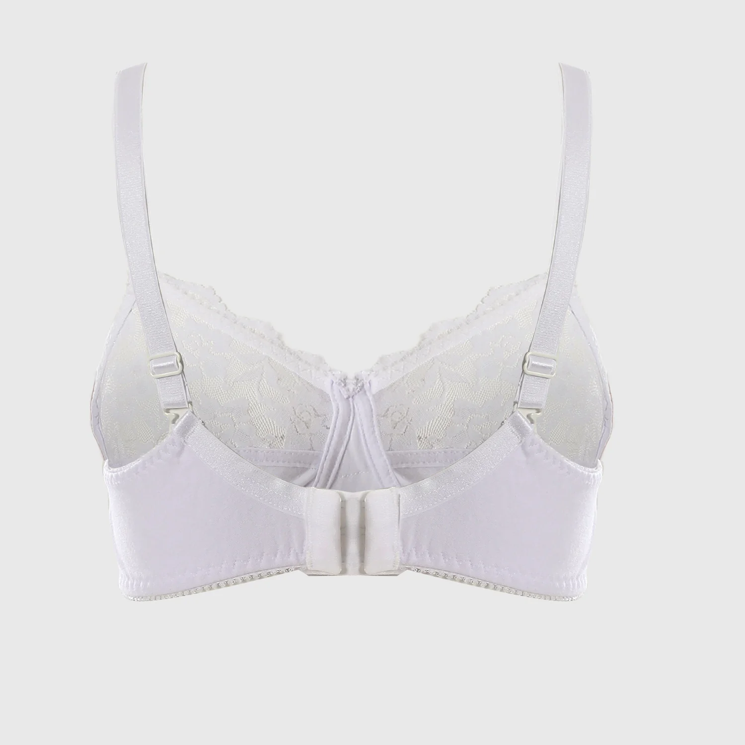 Two Halves Cup Minimizer White Lace & Synthetic Bra ميني مايزر دانتيل نورمال - Image 3