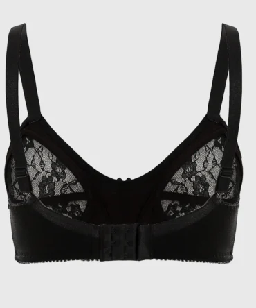 Lace & Synthetic Minimizer Bra - Black ميني مايزر دانتيل شفاف