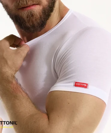 Men's short sleeves (O) Stretch-White